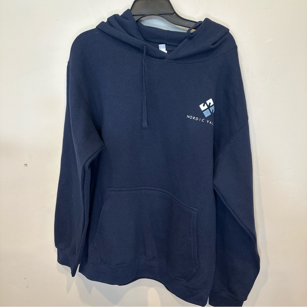 NORDIC VALLEY Hoodie |Pullover Hoodie | Adult Unisex Hoodie navy blue large